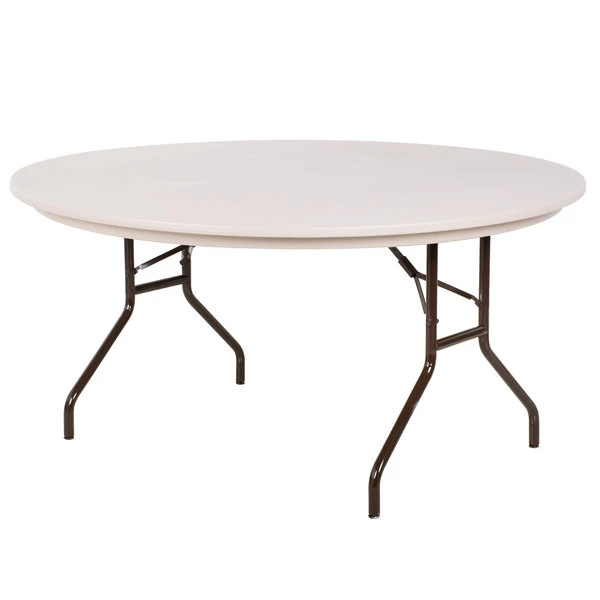 Correll Round Folding Table, 60" Tamper-Resistant Plastic, Mocha Granite 2 Correll Round Folding Table, 60" Tamper-Resistant Plastic, Mocha Granite - Image 2