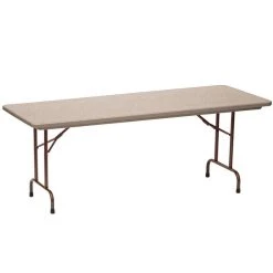 Correll Folding Table, 30" X 96" Tamper-Resistant Plastic, Mocha Granite