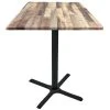 Holland Bar Stool OD211-3030BWOD36SQRustic 36" Square Rustic Wood Laminate Outdoor / Indoor Standard Height Table With Cross Base