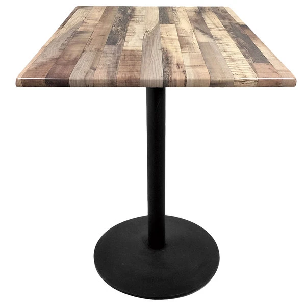 Holland Bar Stool OD214-2242BWOD36SQRustic 36" Square Rustic Wood Laminate Outdoor / Indoor Bar Height Table With Round Base 1 Holland Bar Stool OD214-2242BWOD36SQRustic 36" Square Rustic Wood Laminate Outdoor / Indoor Bar Height Table With Round Base