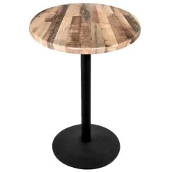 Holland Bar Stool OD214-2242BWOD36RRustic 36" Round Rustic Wood Laminate Outdoor / Indoor Bar Height Table With Round Base