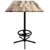 Holland Bar Stool OD21642BWOD30SQRustic 30" Square Rustic Wood Laminate Outdoor / Indoor Bar Height Table With Foot Rest Base