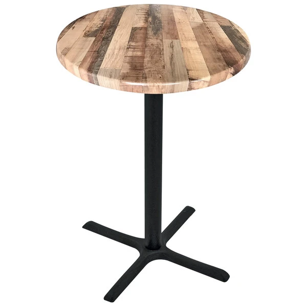 Holland Bar Stool OD211-3042BWOD30RRustic 30" Round Rustic Wood Laminate Outdoor / Indoor Bar Height Table With Cross Base 1 Holland Bar Stool OD211-3042BWOD30RRustic 30" Round Rustic Wood Laminate Outdoor / Indoor Bar Height Table With Cross Base