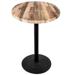 Holland Bar Stool OD214-2230BWOD30RRustic 30" Round Rustic Wood Laminate Outdoor / Indoor Standard Height Table With Round Base