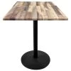 Holland Bar Stool OD214-2230BWOD36SQRustic 36" Square Rustic Wood Laminate Outdoor / Indoor Standard Height Table With Round Base