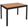 BFM Seating Longport 32" X 48" Black Aluminum Bolt-Down Bar Height Table With Synthetic Teak Top