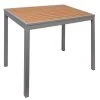 BFM Seating Longport 35" Square Silver Aluminum Bolt-Down Standard Height Table With Synthetic Teak Top