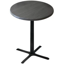 Holland Bar Stool OD211-3030BWOD30RChar 30" Round Charcoal Outdoor / Indoor Standard Height Table With Cross Base