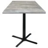 Holland Bar Stool OD211-3030BWOD36SQGryStn 36" Square Greystone Outdoor / Indoor Standard Height Table With Cross Base