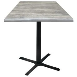 Holland Bar Stool OD211-3030BWOD36SQGryStn 36" Square Greystone Outdoor / Indoor Standard Height Table With Cross Base