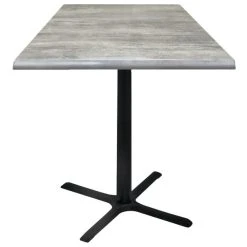 Holland Bar Stool OD211-3042BWOD30SQGryStn 30" Square Greystone Outdoor / Indoor Bar Height Table With Cross Base