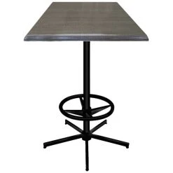 Holland Bar Stool OD21642BWOD30SQChar 30" Square Charcoal Outdoor / Indoor Bar Height Table With Foot Rest Base