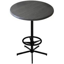 Holland Bar Stool OD21642BWOD36RChar 36" Round Charcoal Outdoor / Indoor Bar Height Table With Foot Rest Base