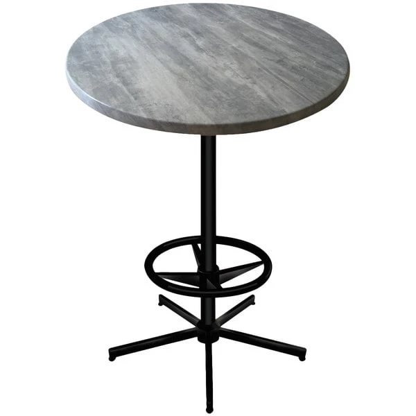 Holland Bar Stool OD21642BWOD30RGryStn 30" Round Greystone Outdoor / Indoor Bar Height Table With Foot Rest Base 1 Holland Bar Stool OD21642BWOD30RGryStn 30" Round Greystone Outdoor / Indoor Bar Height Table With Foot Rest Base