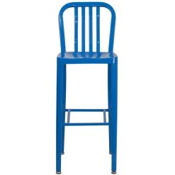 Flash Furniture CH-61200-30-BL-GG 30" Blue Metal Indoor / Outdoor Bar Height Stool With Vertical Slat Back -Polywood store 1615914