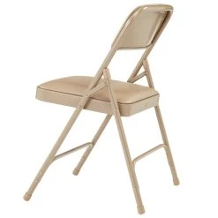 National Public Seating 1201 Beige Metal Folding Chair With 1 1/4" French Beige Vinyl Padded Seat -Polywood store 1713607