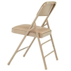 National Public Seating 1301 Beige Metal Folding Chair With 1 1/4" French Beige Vinyl Padded Seat -Polywood store 1713668