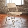 National Public Seating 1301 Beige Metal Folding Chair With 1 1/4" French Beige Vinyl Padded Seat