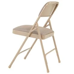 National Public Seating 2201 Beige Metal Folding Chair With 1 1/4" Cafe Beige Fabric Padded Seat -Polywood store 1713967