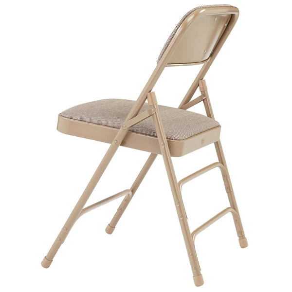 National Public Seating 2301 Beige Metal Folding Chair With 1 1/4" Cafe Beige Fabric Padded Seat 3 National Public Seating 2301 Beige Metal Folding Chair With 1 1/4" Cafe Beige Fabric Padded Seat - Image 3