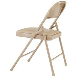 National Public Seating 951 Commercialine Beige Metal Folding Chair With Beige Padded Vinyl Seat -Polywood store 1726261