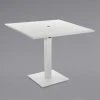 BFM Seating Beachcomber-Margate 32" Square White Aluminum Dining Height Outdoor / Indoor Table With Square Base And Umbrella Hole