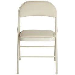 Lancaster Table & Seating Beige Vinyl Folding Chair With Padded Seat -Polywood store 1952289