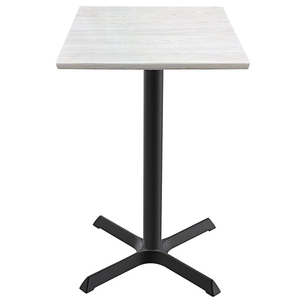 Holland Bar Stool OD211-3042BWOD30SQWA EnduroTop 30" Square White Ash Wood Laminate Outdoor / Indoor Bar Height Table With Cross Base 1 Holland Bar Stool OD211-3042BWOD30SQWA EnduroTop 30" Square White Ash Wood Laminate Outdoor / Indoor Bar Height Table With Cross Base