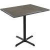 Holland Bar Stool OD211-3036BWOD3048CHAR EnduroTop 30" X 48" Charcoal Wood Laminate Outdoor / Indoor Counter Height Table With Cross Base