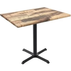 Holland Bar Stool OD211-3030BWOD3048RUSTIC EnduroTop 30" X 48" Rustic Wood Laminate Outdoor / Indoor Standard Height Table With Cross Base