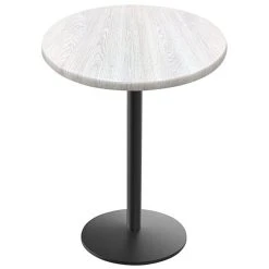 Holland Bar Stool OD214-2242BWOD30RWA EnduroTop 30" Round White Ash Wood Laminate Outdoor / Indoor Bar Height Table With Round Base