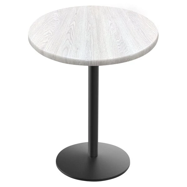 Holland Bar Stool OD214-2230BWOD30RWA EnduroTop 30" Round White Ash Wood Laminate Outdoor / Indoor Standard Height Table With Round Base 1 Holland Bar Stool OD214-2230BWOD30RWA EnduroTop 30" Round White Ash Wood Laminate Outdoor / Indoor Standard Height Table With Round Base
