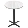Holland Bar Stool OD211-3042BWOD30RWA EnduroTop 30" Round White Ash Wood Laminate Outdoor / Indoor Bar Height Table With Cross Base