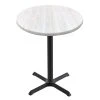 Holland Bar Stool OD211-3036BWOD30RWA EnduroTop 30" Round White Ash Wood Laminate Outdoor / Indoor Counter Height Table With Cross Base