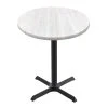 Holland Bar Stool OD211-3030BWOD30RWA EnduroTop 30" Round White Ash Wood Laminate Outdoor / Indoor Standard Height Table With Cross Base