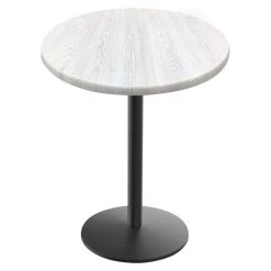 Holland Bar Stool OD214-2230BWOD36RWA EnduroTop 36" Round White Ash Wood Laminate Outdoor / Indoor Standard Height Table With Round Base