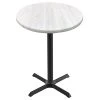 Holland Bar Stool OD211-3042BWOD36RWA EnduroTop 36" Round White Ash Wood Laminate Outdoor / Indoor Bar Height Table With Cross Base