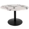 Holland Bar Stool OD214-2230BWOD36RWM 36" Round White Marble Laminate Outdoor / Indoor Standard Height Table With Round Base