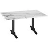 Holland Bar Stool OD211EB-30BWOD3048WM 30" X 48" White Marble Laminate Outdoor / Indoor Standard Height Table With End Column Base