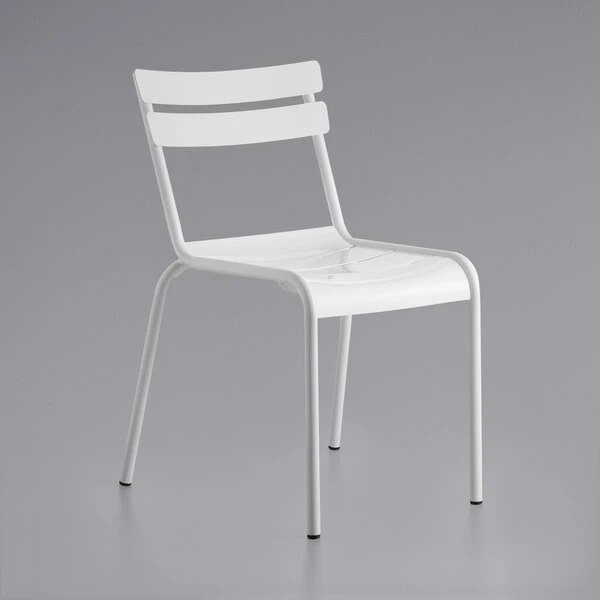 Lancaster Table & Seating 32" X 60" White Powder-Coated Aluminum Dining Height Outdoor Table With Umbrella Hole And 4 Side Chairs 4 Lancaster Table & Seating 32" X 60" White Powder-Coated Aluminum Dining Height Outdoor Table With Umbrella Hole And 4 Side Chairs - Image 4