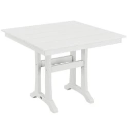 POLYWOOD Farmhouse Trestle 37" White Dining Height Table