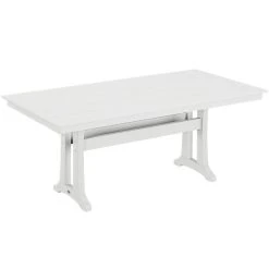 POLYWOOD Farmhouse Trestle 37" X 72" White Dining Height Table