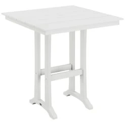 POLYWOOD Farmhouse Trestle 37" White Bar Height Table