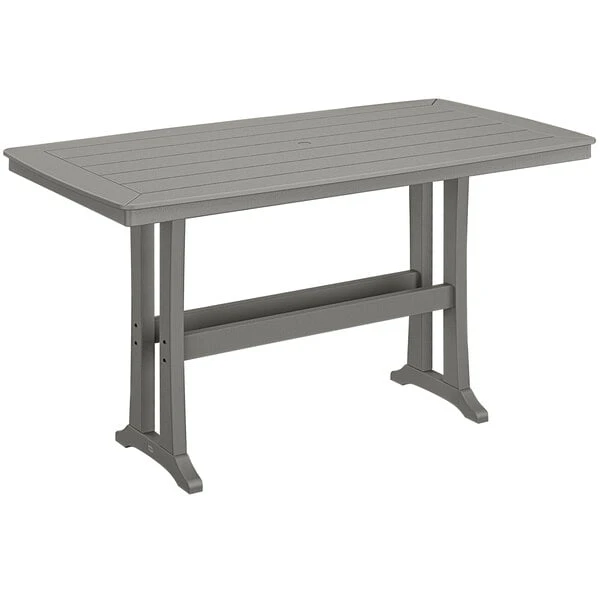 POLYWOOD Nautical Trestle 38" X 73" Slate Grey Bar Height Table 1 POLYWOOD Nautical Trestle 38" X 73" Slate Grey Bar Height Table