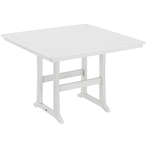 POLYWOOD Nautical Trestle 59" White Bar Height Table 1 POLYWOOD Nautical Trestle 59" White Bar Height Table