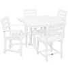 POLYWOOD La Casa Cafe 37" X 37" White Farmhouse Trestle 5-Piece Dining Set