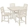 POLYWOOD La Casa Cafe 37" X 37" Sand Farmhouse Trestle 5-Piece Dining Set