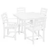 POLYWOOD La Casa Cafe 37" X 37" White Farmhouse Trestle 5-Piece Arm Chair Dining Set