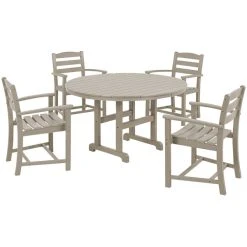 POLYWOOD La Casa Cafe 5-Piece Sand Dining Set With 4 Arm Chairs