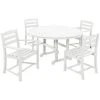 POLYWOOD La Casa Cafe 5-Piece White Dining Set With 2 Arm Chairs And 2 Side Chairs
